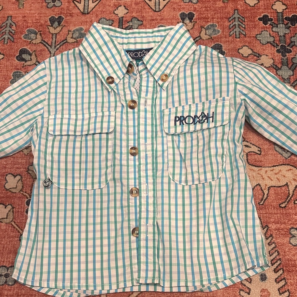 Prodoh Kids Green Checkered fishing Shirt